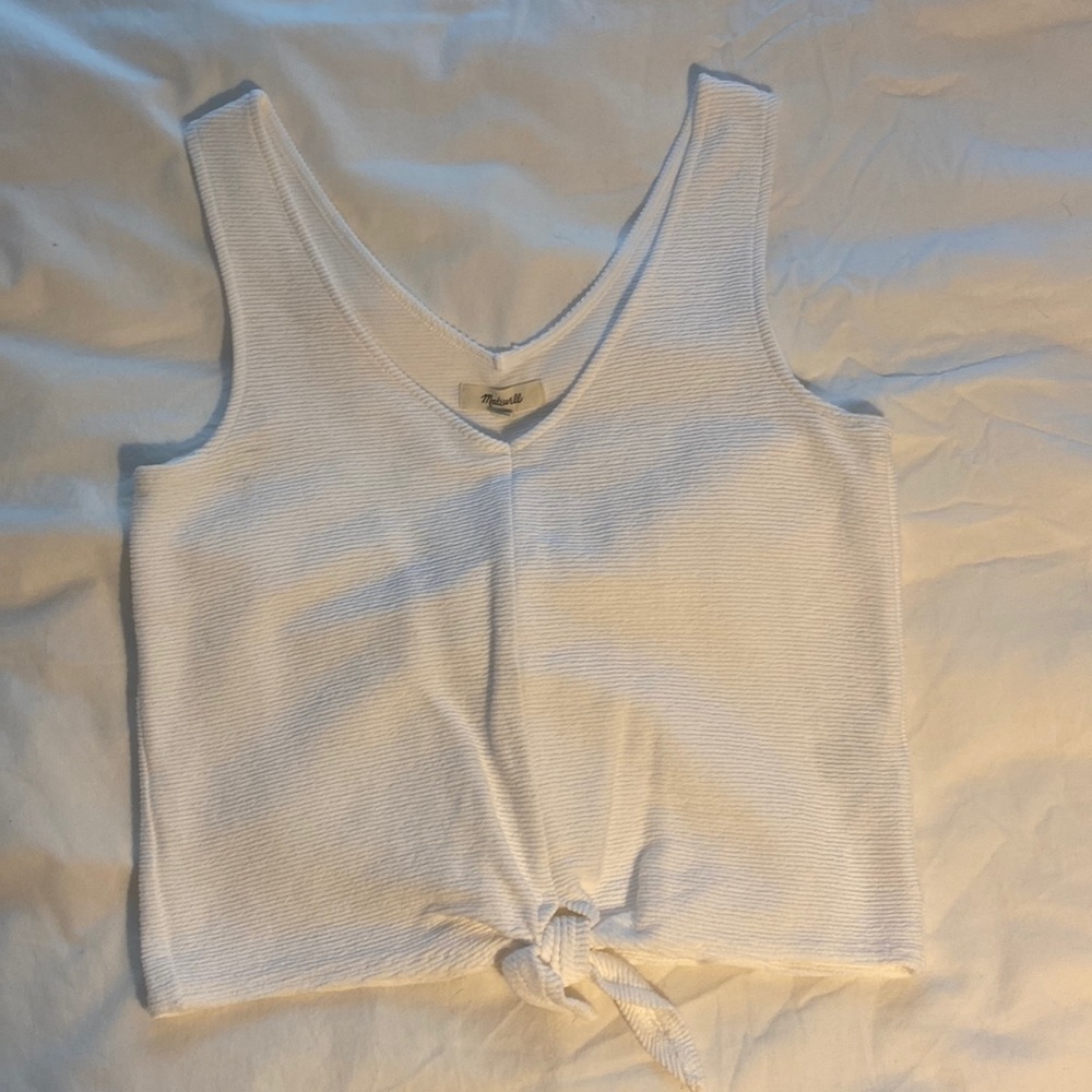 Madewell white cropped tie-front tank!